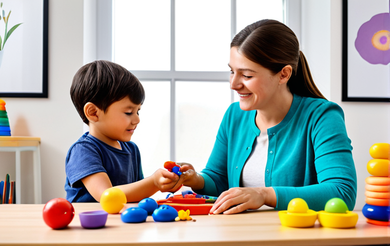 Sensory Language Therapy**

A young child fully clothed, engaged in tactile play with clay, surrounded by colorful toys and aromatic oils. The scene depicts a bright, cheerful therapy room with a therapist observing. safe for work, appropriate content, perfect anatomy, natural proportions, well-formed hands, proper finger count, modest clothing, family-friendly, professional setting.

**