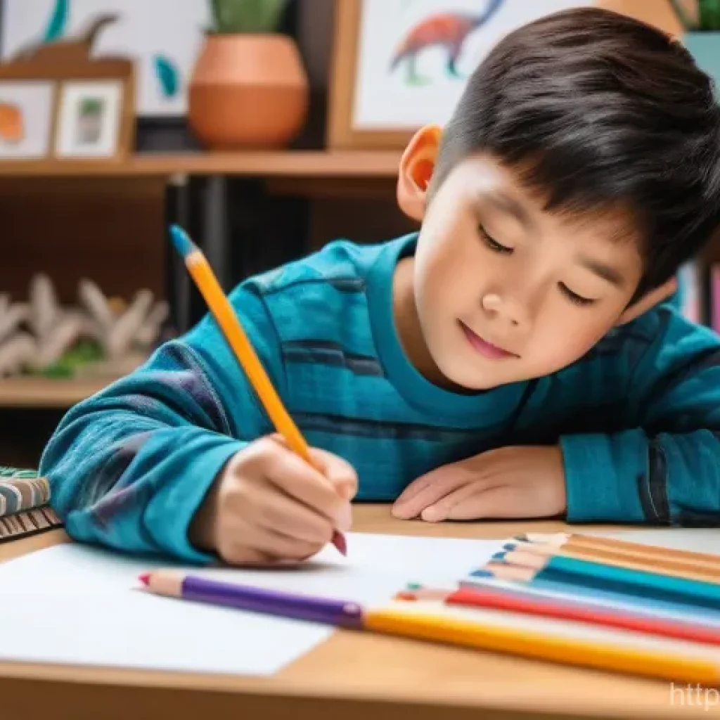 자폐 스펙트럼 언어치료 - A heartwarming, brightly lit close-up of a 10-year-old boy named Ham Jeong-yoon with autism spectrum...