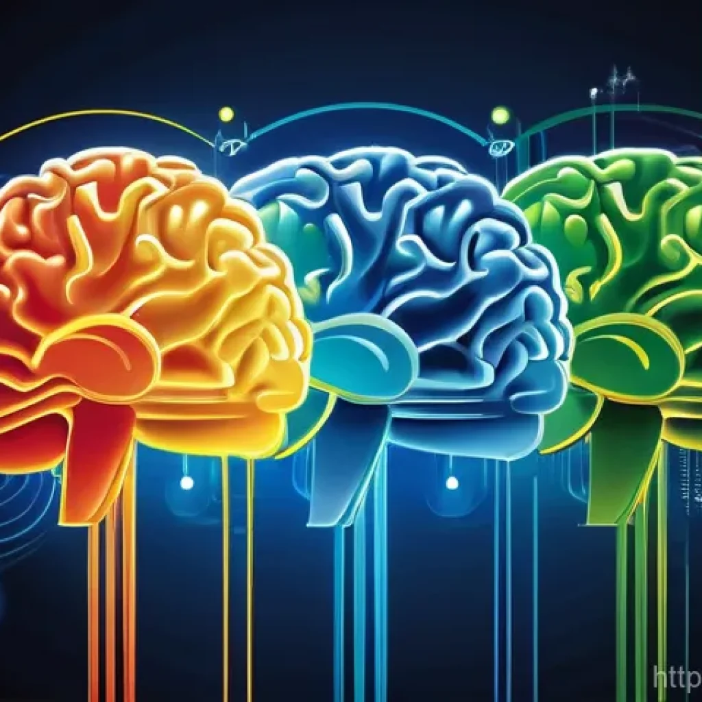 언어 인지 심리학 - ** A vibrant, conceptual illustration depicting the human brain actively processing language and emo...