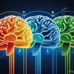 언어 인지 심리학 - ** A vibrant, conceptual illustration depicting the human brain actively processing language and emo...