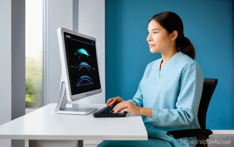 언어 치료 기술의 변화 - **Prompt:** A futuristic yet approachable scene depicting the integration of AI in language therapy....